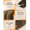 imageDOORES Human Hair Extensions Tape in Balayage Chocolate Brown to Caramel Blonde 18 Inch Natural Tape in Hair Extensions Seamless Straight Real Remy 50g 20pcs