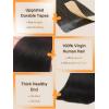imageDOORES Natural Black 18 Inch 20pcs 50g Tape in Human Hair Extensions Remy Seamless Straight Real Human Hair Extensions Tape in