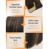 imageDOORES Tape in Hair Extensions Balayage Dark Brown to Chestnut Brown 25g 10pcs 18 Inch Remy Straight Hair Skin Weft