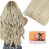 imageDOORES Genius Sew in Weft Extensions Remy 16 Inch Ash Blonde Highlighted Platinum Blonde 50g Wefts Human Hair Sew in Remy Hair Straight