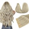 imageDOORES Hair Extensions Real Human Hair Ash Blonde Highlighted Platinum Blonde 18 Inch 50g 20pcs Real Human Hair Extensions Tape in Skin Weft Natural Remy Straight Hair