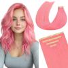 imageDOORES Human Hair Tape in Extensions Peach Pink Tape ins 18 Inch 25g 10pcs Tape in Hair Extensions Human Hair Skin Weft Natural Remy Straight Hair