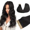 imageDOORES Natural Black 18 Inch 20pcs 50g Tape in Human Hair Extensions Remy Seamless Straight Real Human Hair Extensions Tape in