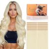 imageDOORES Tape in Hair Extensions Human Hair Dark Brown 18 Inch 50g 10pcs Wide Tape in Extensions Real Remy Invisible Seamless Tapeins Silky Straight Skin Weft Folding Wear60A Platinum Blonde