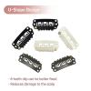 imageDOORES 2 Pieces Hair Extensions Clip 6Teeth UShape 30mm 12gpcs Metal Snap Clips for Hair Extensions Hairpiece Wig Accessories Clips with Rubber Silicone Back Black