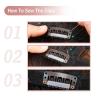 imageDOORES 2 Pieces Hair Extensions Clip 6Teeth UShape 30mm 12gpcs Metal Snap Clips for Hair Extensions Hairpiece Wig Accessories Clips with Rubber Silicone Back Black
