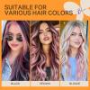 imageDOORES 22 Inch Colored Clip in Hair Extensions 12 Pcs Sky Blue Hair Extensions Party Highlights Gift Scene Hair Extensions Colorful Hairpieces Gifts for Girls Synthetic Hairpiece Straight Sky BluePink