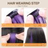 imageDOORES 22 Inch Colored Clip in Hair Extensions 12 Pcs Sky Blue Hair Extensions Party Highlights Gift Scene Hair Extensions Colorful Hairpieces Gifts for Girls Synthetic Hairpiece Straight Sky BlueDeepPurple