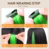 imageDOORES 22 Inch Colored Clip in Hair Extensions 12 Pcs Sky Blue Hair Extensions Party Highlights Gift Scene Hair Extensions Colorful Hairpieces Gifts for Girls Synthetic Hairpiece Straight Sky BlueGreen