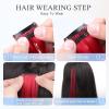 imageDOORES 22 Inch Colored Clip in Hair Extensions 12 Pcs Sky Blue Hair Extensions Party Highlights Gift Scene Hair Extensions Colorful Hairpieces Gifts for Girls Synthetic Hairpiece Straight Sky BlueRed