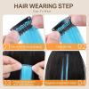 imageDOORES 22 Inch Colored Clip in Hair Extensions 12 Pcs Sky Blue Hair Extensions Party Highlights Gift Scene Hair Extensions Colorful Hairpieces Gifts for Girls Synthetic Hairpiece Straight Sky BlueSky blue
