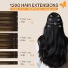 imageDOORES Clip in Hair Extensions Human Hair Extensions Balayage Dark Brown to Chestnut Brown 120g 7pcs 18 Inch Real Human Hair Extensions Clip in Straight Remy Silky Weft