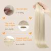 imageDOORES Clip in Hair Extensions Human Hair Platinum Blonde 130g 7pcs 18 Inch Virgin Human Hair Clip in Extensions Silky Straight Weft