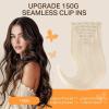 imageDOORES Clip in Hair Extensions Human Hair Platinum Blonde 130g 7pcs 18 Inch Virgin Human Hair Clip in Extensions Silky Straight Weft