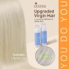 imageDOORES Clip in Hair Extensions Human Hair Platinum Blonde 130g 7pcs 18 Inch Virgin Human Hair Clip in Extensions Silky Straight Weft