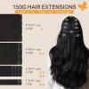 imageDOORES Clip in Hair Extensions Natural Black 18 Inch 150g 9pcs Remy Extensions for Women Clip in Human Hair Thick Silky Weft Gift for Girl