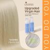 imageDOORES Clip in Hair Extensions Real Human Hair Ash Blonde Highlighted Platinum Blonde 150g 7pcs 20 Inch Invisible Edge