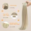 imageDOORES Clip in Hair Extensions Real Human Hair Ash Blonde Highlighted Platinum Blonde 150g 7pcs 20 Inch Invisible Edge