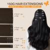 imageDOORES Clip in Hair Extensions Real Human Hair Dark Brown 150g 9pcs 20 Inch Clip in Extensions Real Natural Weft for Women Thick Silky Straight Weft