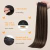 imageDOORES Clip in Hair Extensions Real Human Hair Invisible Edge Dark Brown to Chestnut Brown 18 Inch 130g 7pcs Virgin Thick Straight Natural Weft