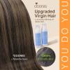imageDOORES Clip in Hair Extensions Real Human Hair Invisible Edge Dark Brown to Chestnut Brown 18 Inch 130g 7pcs Virgin Thick Straight Natural Weft