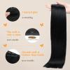 imageDOORES Clip in Hair Extensions Real Human Hair Jet Black 150g 7pcs 20 Inch Invisible Edge Clip in Extensions Long Straight Weft for Women