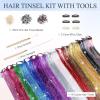 imageDOORES Clip in Hair Tinsel Kit 6 Pcs 24 Inch Rainbow Glitter Tinsel Hair Extensions Girls Women ampamp Kids Heat Resistant Dazzle Fairy Hairstyles Decoration Kit for Birthday Party Christmas Halloween16 Color