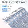 imageDOORES Clip in Hair Tinsel Kit 6 Pcs 24 Inch Rainbow Glitter Tinsel Hair Extensions Girls Women ampamp Kids Heat Resistant Dazzle Fairy Hairstyles Decoration Kit for Birthday Party Christmas HalloweenSilver