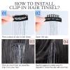imageDOORES Clip in Hair Tinsel Kit 6 Pcs 24 Inch Rainbow Glitter Tinsel Hair Extensions Girls Women ampamp Kids Heat Resistant Dazzle Fairy Hairstyles Decoration Kit for Birthday Party Christmas HalloweenClipRainbow
