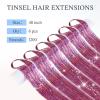 imageDOORES Clip in Hair Tinsel Kit 6 Pcs 24 Inch Rainbow Glitter Tinsel Hair Extensions Girls Women ampamp Kids Heat Resistant Dazzle Fairy Hairstyles Decoration Kit for Birthday Party Christmas HalloweenPink
