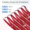 imageDOORES Clip in Hair Tinsel Kit 6 Pcs 24 Inch Rainbow Glitter Tinsel Hair Extensions Girls Women ampamp Kids Heat Resistant Dazzle Fairy Hairstyles Decoration Kit for Birthday Party Christmas HalloweenRed