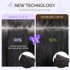 imageDOORES Genius Seamless Clip in Hair Extensions Platinum Blonde 18 Inch 7pcs 120g Human Hair Extensions Seamless Clip ins Weft Straight Hair Invisi Edge Weft1Jet Black