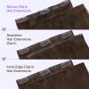 imageDOORES Genius Seamless Clip in Hair Extensions Platinum Blonde 18 Inch 7pcs 120g Human Hair Extensions Seamless Clip ins Weft Straight Hair Invisi Edge Weft4 Chocolate Brown