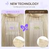 imageDOORES Genius Seamless Clip in Hair Extensions Platinum Blonde 18 Inch 7pcs 120g Human Hair Extensions Seamless Clip ins Weft Straight Hair Invisi Edge Weft60APlatinum Blonde