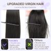 imageDOORES Genius Seamless Clip in Hair Extensions Platinum Blonde 18 Inch 7pcs 120g Human Hair Extensions Seamless Clip ins Weft Straight Hair Invisi Edge Weft1Jet Black
