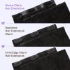 imageDOORES Genius Seamless Clip in Hair Extensions Platinum Blonde 18 Inch 7pcs 120g Human Hair Extensions Seamless Clip ins Weft Straight Hair Invisi Edge Weft1Jet Black