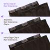 imageDOORES Genius Seamless Clip in Hair Extensions Platinum Blonde 18 Inch 7pcs 120g Human Hair Extensions Seamless Clip ins Weft Straight Hair Invisi Edge Weft2Dark Brown