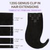 imageDOORES Genius Seamless Clip in Hair Extensions Platinum Blonde 18 Inch 7pcs 120g Human Hair Extensions Seamless Clip ins Weft Straight Hair Invisi Edge Weft1Jet Black