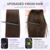imageDOORES Genius Seamless Clip in Hair Extensions Platinum Blonde 18 Inch 7pcs 120g Human Hair Extensions Seamless Clip ins Weft Straight Hair Invisi Edge Weft4 Chocolate Brown