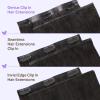 imageDOORES Genius Seamless Clip in Hair Extensions Platinum Blonde 18 Inch 7pcs 120g Human Hair Extensions Seamless Clip ins Weft Straight Hair Invisi Edge Weft1BNatural Black