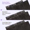 imageDOORES Genius Seamless Clip in Hair Extensions Platinum Blonde 18 Inch 7pcs 120g Human Hair Extensions Seamless Clip ins Weft Straight Hair Invisi Edge Weft262Balayage Dark Brown to Chestnut Brown
