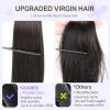 imageDOORES Genius Seamless Clip in Hair Extensions Platinum Blonde 18 Inch 7pcs 120g Human Hair Extensions Seamless Clip ins Weft Straight Hair Invisi Edge Weft2Dark Brown