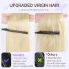 imageDOORES Genius Seamless Clip in Hair Extensions Platinum Blonde 18 Inch 7pcs 120g Human Hair Extensions Seamless Clip ins Weft Straight Hair Invisi Edge Weft60APlatinum Blonde
