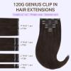 imageDOORES Genius Seamless Clip in Hair Extensions Platinum Blonde 18 Inch 7pcs 120g Human Hair Extensions Seamless Clip ins Weft Straight Hair Invisi Edge Weft2Dark Brown