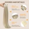 imageDOORES Hair Extensions Ash Blonde Highlighted Platinum Blonde 150g 9pcs 20 Inch Remy Human Hair Extensions Straight Natural Clip in Extensions