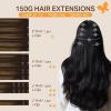 imageDOORES Hair Extensions Real Human Hair Balayage Dark Brown to Chestnut Brown 20 Inch 9pcs 150g Remy Hair Extensions Clip in Human Hair Extensions Clip ins Natural Hair Extensions Thick Straight Hair