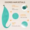 imageDOORES I Tip Extensions Teal Green 16 Inch 25g Straight Hair Extensions Green Real Hair Extensions