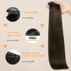 imageDOORES Invisible Edge Clip in Hair Extensions Dark Brown 130g 7pcs 18 Inch Virgin Thick Hair Extensions for Women Silky Straight Weft
