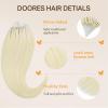 imageDOORES Micro Bead Hair Extensions Real Human Hair Virgin Hair Platinum Blonde 18 Inch 50g50s Invisible Bead Extensions Human Hair