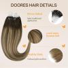 imageDOORES Micro Link Remy Hair Extensions for Women Balayage Chocolate Brown to Caramel Blonde 18 Inch 50g50s Invisible Micro Ring Hair Extensions Straight Hair